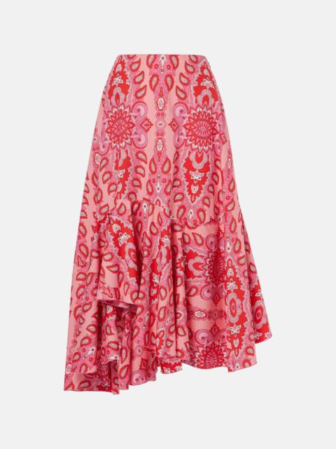 Etro Paisley asymmetric cotton midi skirt