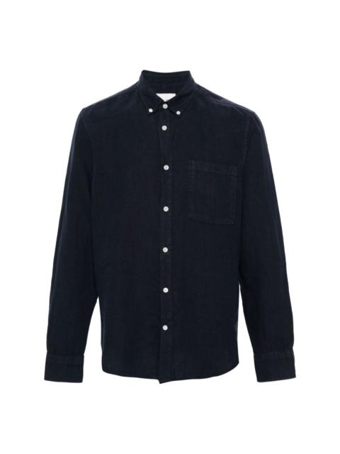 NN07 button-down collar linen shirt