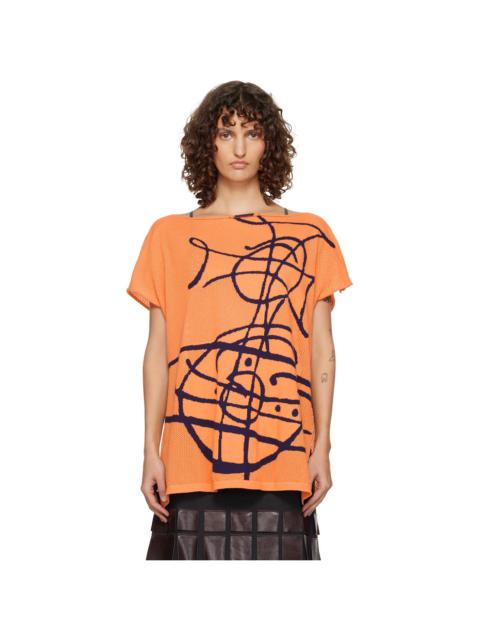 Vivienne Westwood Orange Beach Top Graffiti Orb Cover-Up Top
