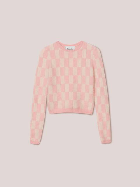Nanushka FELINE - Brushed alpaca checkered crew neck sweater - Creme&Pink