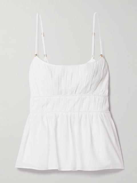 Aje. Acapella Gathered Cotton-voile Peplum Top