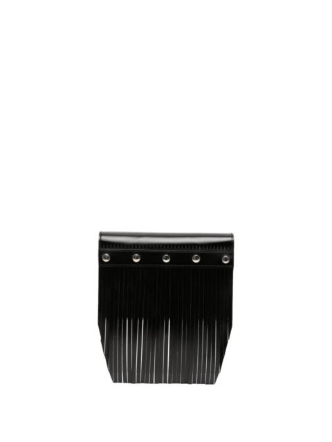 stud-embellished fringed leather wallet