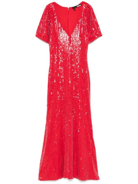 ROTATE sequins V-neck midi dress