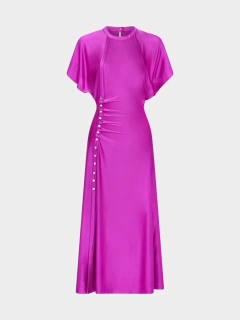 rabanne FUSHIA LONG DRAPED DRESS
