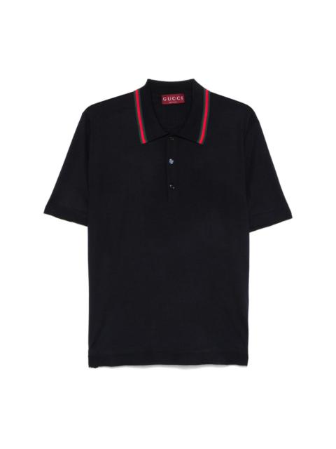 GUCCI Web-trim knitted polo shirt