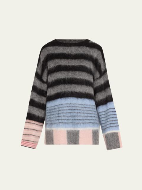 ZANKOV Ivan Abstract Stripe Oversized Brushed Alpaca Sweater