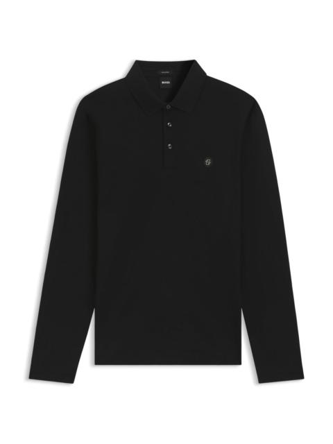 BOSS MERCERIZED-COTTON POLO SHIRT WITH DOUBLE B MONOGRAM