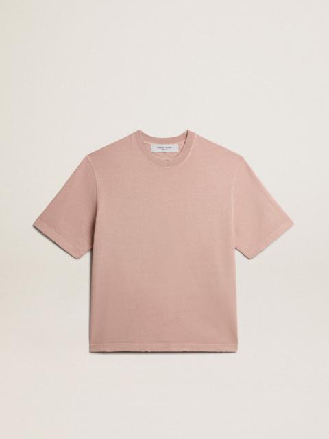Golden Goose Powder-pink T-shirt with reverse logo on the back - Asian fit