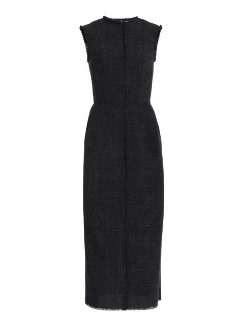 MICHAEL KORS COLLECTION Seamed Wool-Linen Midi Dress dark grey