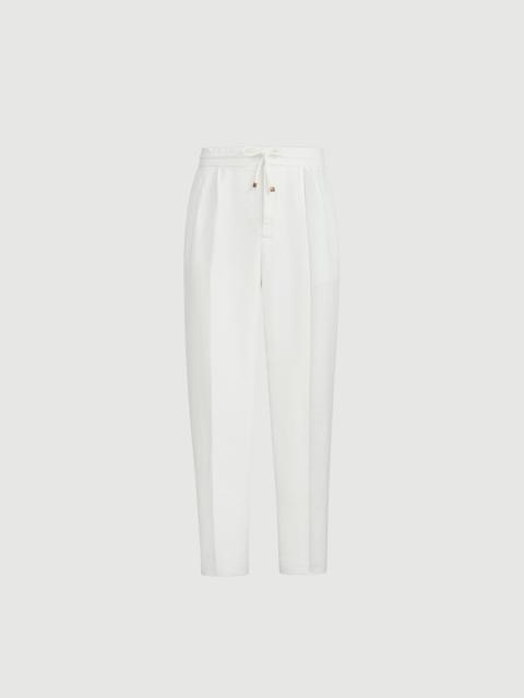 Brunello Cucinelli Garment-dyed trousers in linen gabardine with drawstring and double pleats