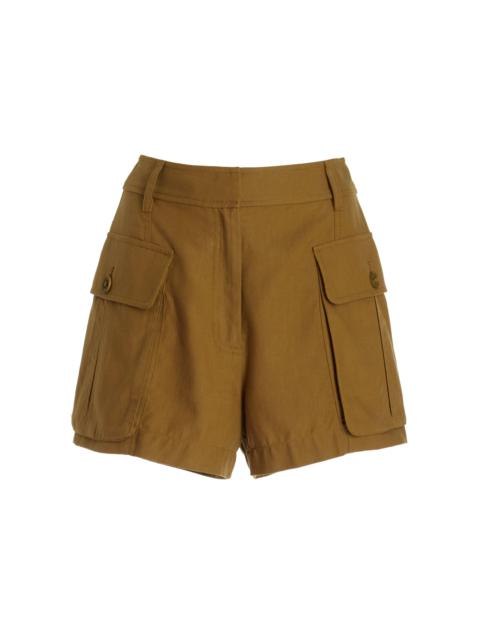 ULLA JOHNSON Sadie Cotton-Blend Utility Shorts olive