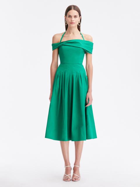 Oscar de la Renta OFF SHOULDER HALTER COTTON DRESS