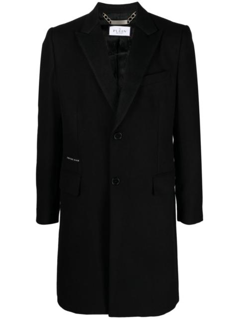 PHILIPP PLEIN single-breasted logo-lettering coat