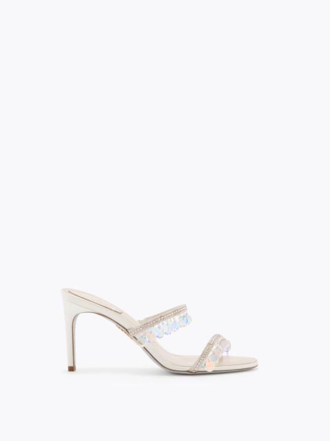 RENE CAOVILLA CHANDELIER NUDE MULE WITH OVERSIZED CRYSTAL DROPS 80