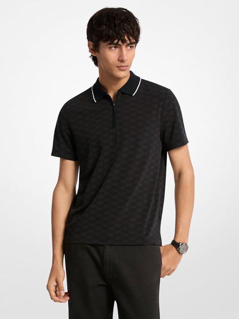 MICHAEL KORS Logo Jacquard Zip-Up Polo Shirt