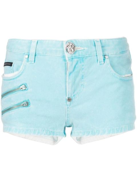 PHILIPP PLEIN Denim Hot Pants Biker shorts