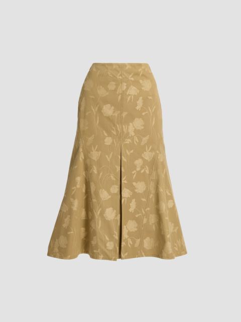 Erdem POPPY COTTON JACQUARD FLUTED MIDI SKIRT