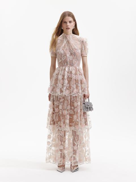 self-portrait Sequin Flower Maxi Dress