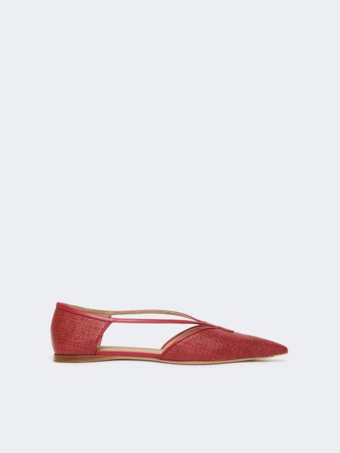 Max Mara Raffia-look basketweave ballet flats - RED
