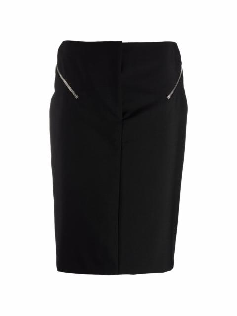 zip-embellished pencil skirt