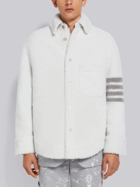 White Dyed Shearling 4-Bar Oversized Shirt Jacket