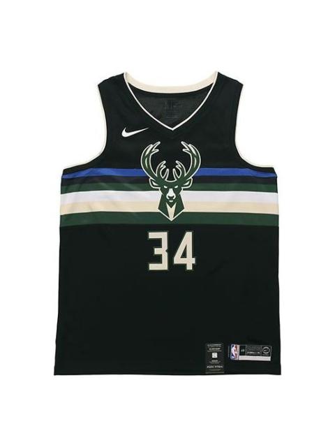 Nike Nike NBA Sports Basketball Jersey/Vest SW Fan Edition limited Milwaukee Bucks Alphabet 34 Black AT98