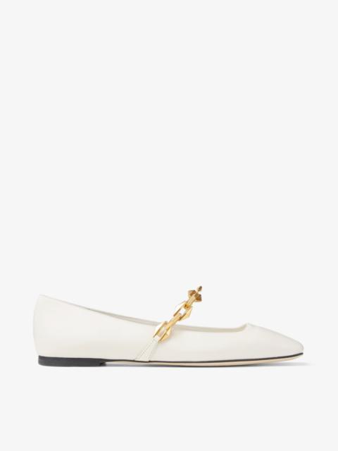 Diamond Tilda Flat
Latte Nappa Leather Flats with Chain