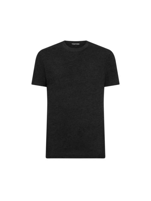 COTTON BLEND MELANGE CREW NECK T-SHIRT