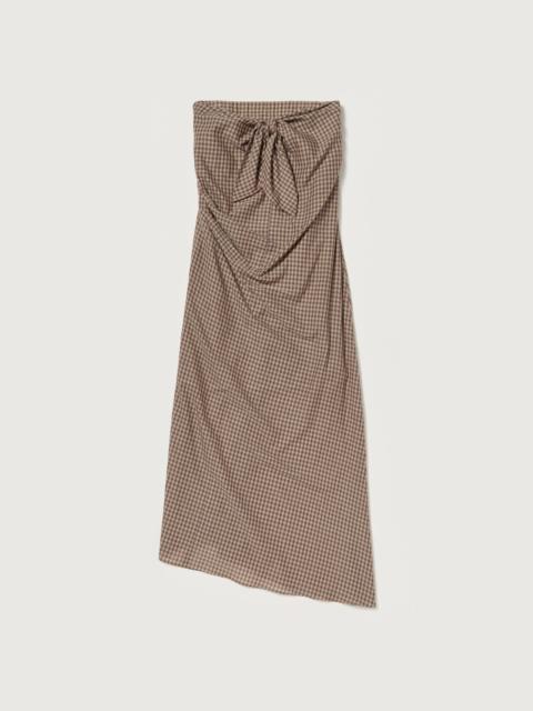 AURALEE AIRY LIGHT COTTON CHECK STRAPLESS DRESS