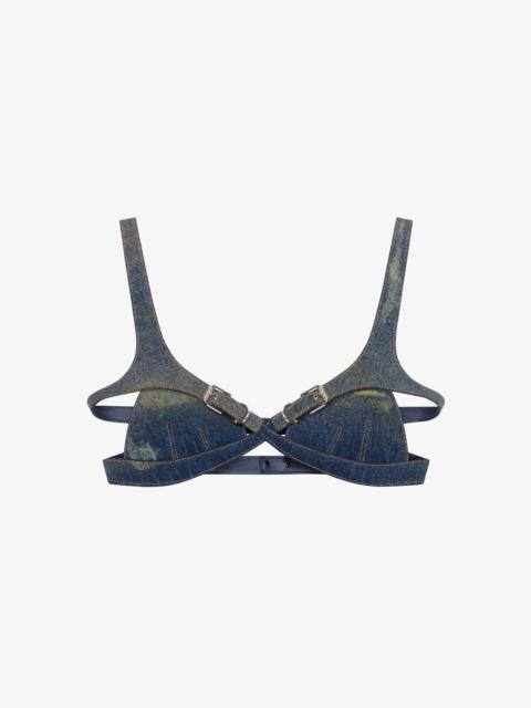 BRA TOP IN DENIM WITH CROSSED EFFECT