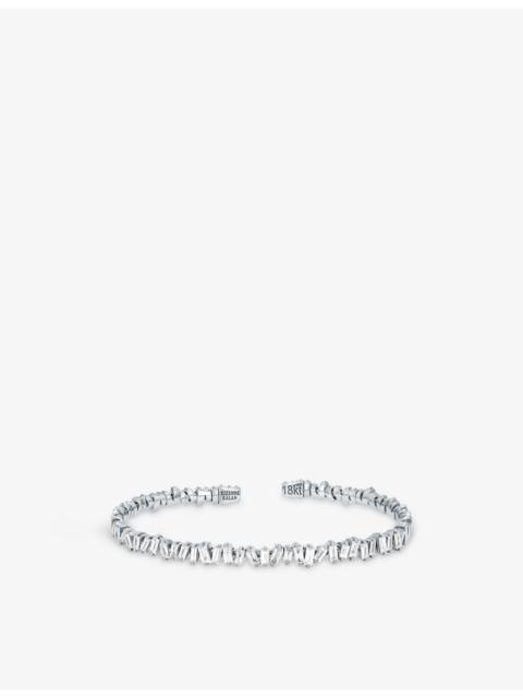 SUZANNE KALAN Firework 18ct white-gold and 1.2ct baguette-cut diamond bangle bracelet