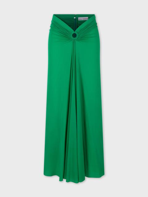 Paco Rabanne GREEN FLARED DRAPED SKIRT IN JERSEY