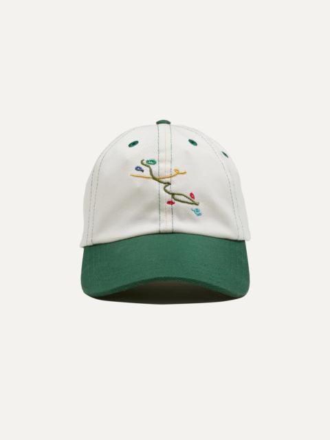 Drake's Mayumi Y. for Drake’s Ecru and Green Cotton Twill Baseball Cap