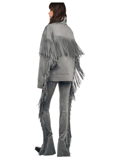 NORMA KAMALI FRINGE OVERSIZED JEAN JACKET