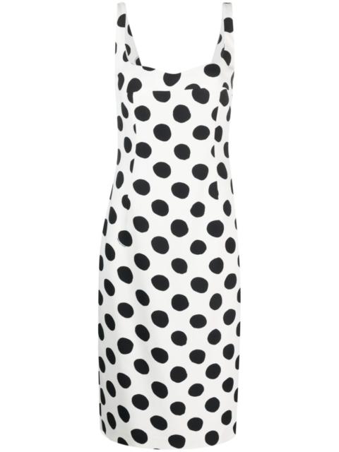 polka dot-print sleeveless midi dress