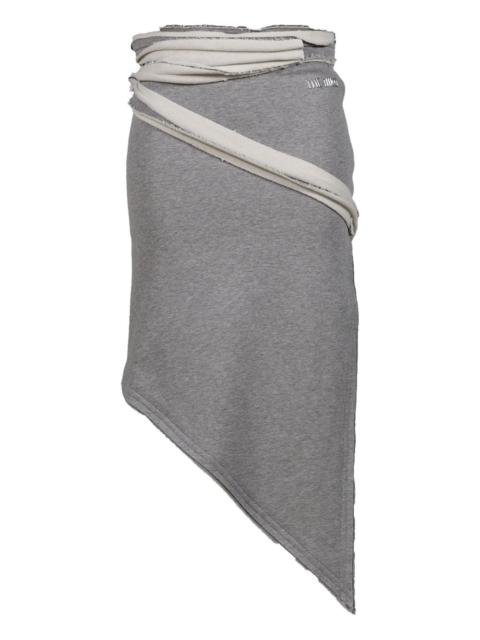 THE ATTICO asymmetrical frayed-edge midi skirt