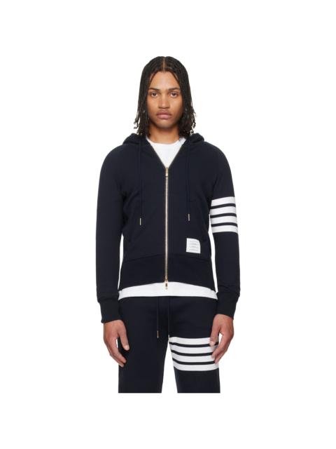 Thom Browne Navy Classic Loopback 4-Bar Zip-Up Hoodie