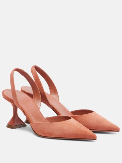 Amina Muaddi Holli suede slingback pumps