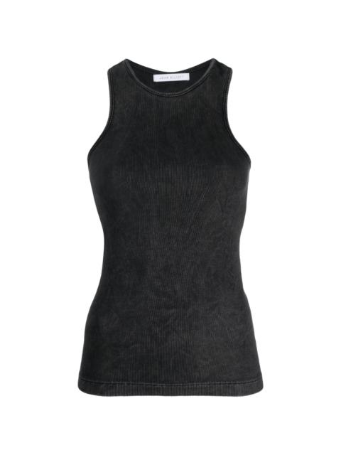 distressed-effect ribbed tank top