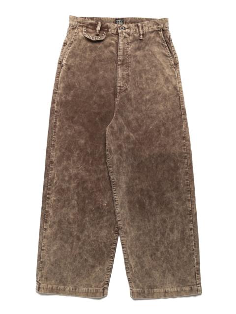 Kapital 14W Corduroy BOOGIE-DAY PORT Baggy Pants (Dirty Dyed) - Brown