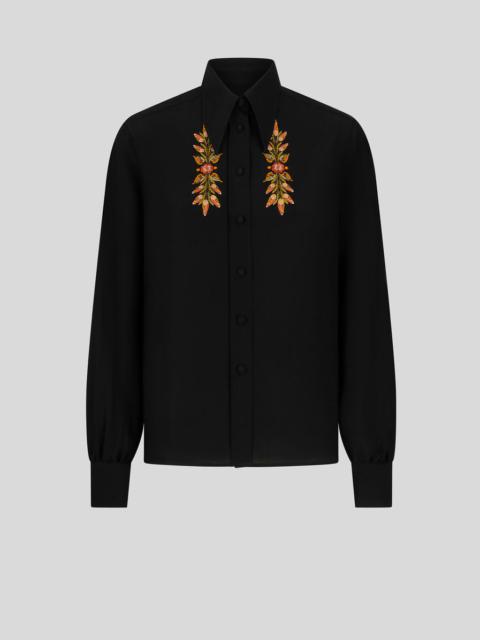 SILK SHIRT WITH FOLIAGE EMBROIDERY