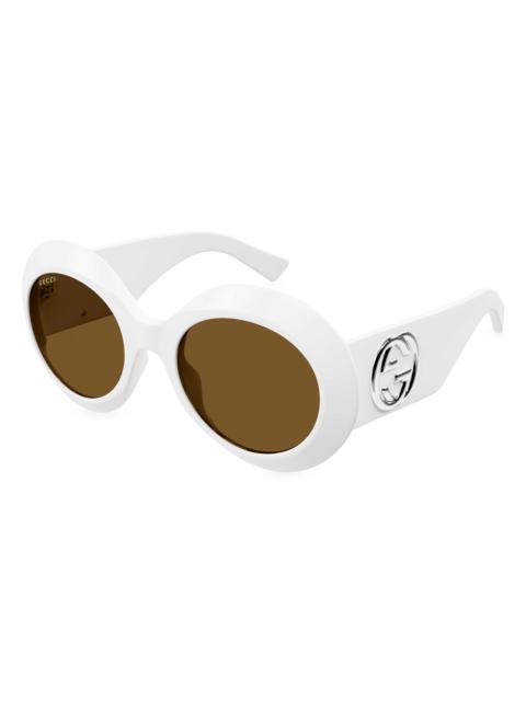 GUCCI Women's Fashion Show 54MM Round Sunglasses - White Brown