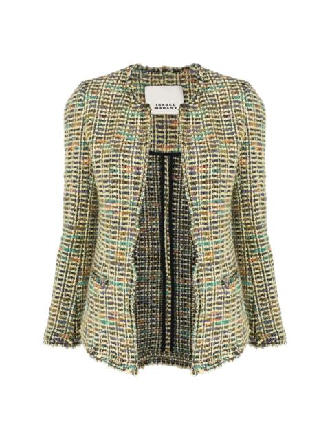 frayed-hem tweed jacket