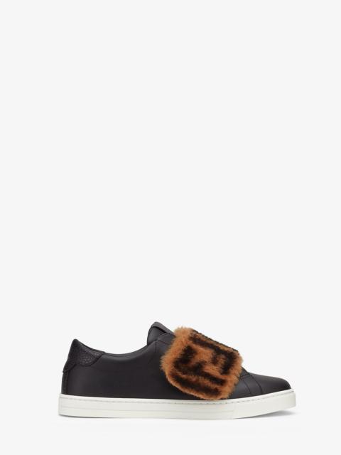 FENDI Black leather slip-ons