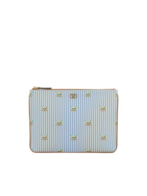 Valentino stripe-pattern pouch