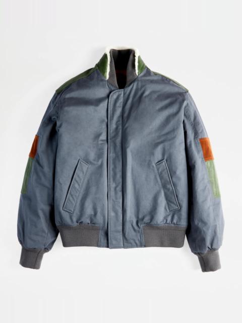 Tod's TOD'S BOMBER JACKET WITH LEATHER INSERTS - GREY