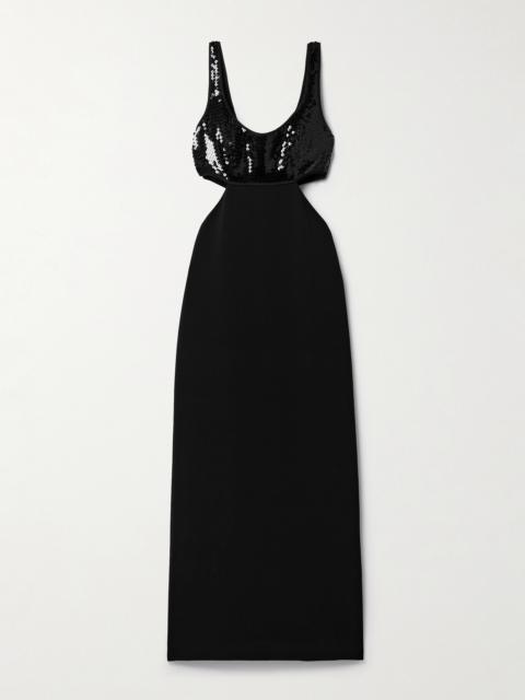 David Koma Cutout Sequin-embellished Cady Midi Dress