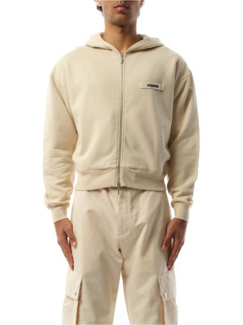 JACQUEMUS Le Hoodie Zip Gros Grain in Beige
