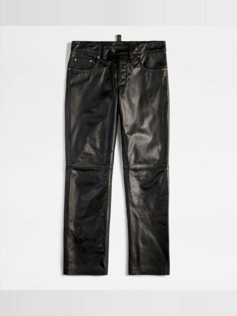 Tod's PANTS IN LEATHER - BLACK