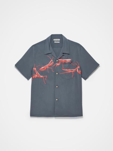 JW Anderson MENS SHORT SLEEVE CAMP COLLAR SHIRT IN STEEL